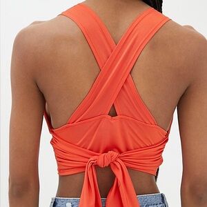 Orange phoenix crop top Urban Outfitters tie back sleeveless goin out y2k blouse